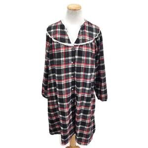NWT Ashford & Brooks plaid flannel snap up night gown House Coat Small Cozy